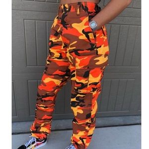 A orange and black camouflage pants not brand new